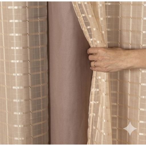 Cortina Blackout Blecaute PVC Com Tecido Voil Xadrez 1 Parte 1,40larg x 1,80alt