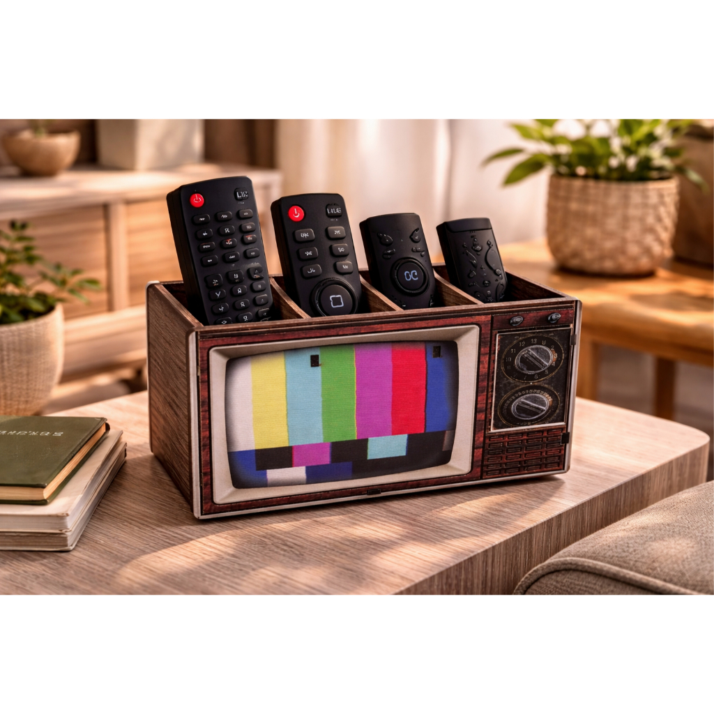 Imagem Porta Controle Remoto 3 Divisórias Decoração Televisão Mdf