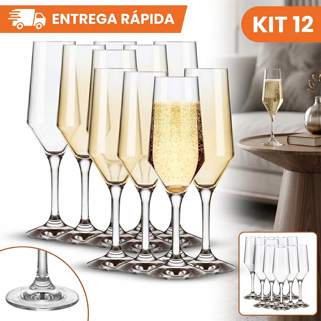 kit jogo de 12 Taças Buffet Champagne 186ml Nadir Figueiredo vidro transparente — qualidade premium em Oferta na Shopee