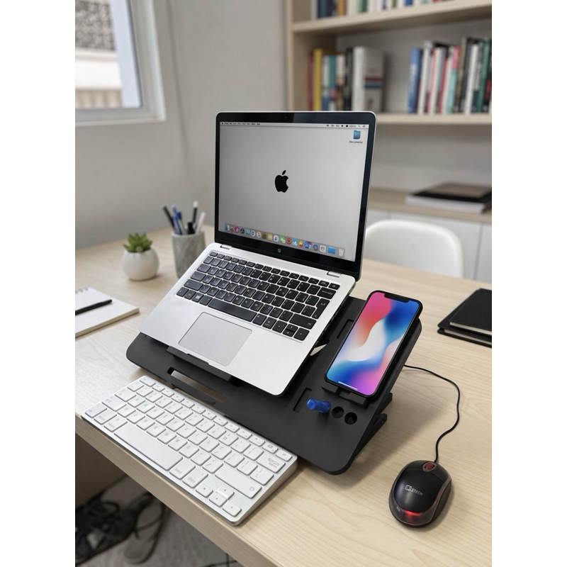 Suporte Notebook Ergonômico MDF Reforçado - Eleva Tela Corretor Postura Home Office Premium escritório