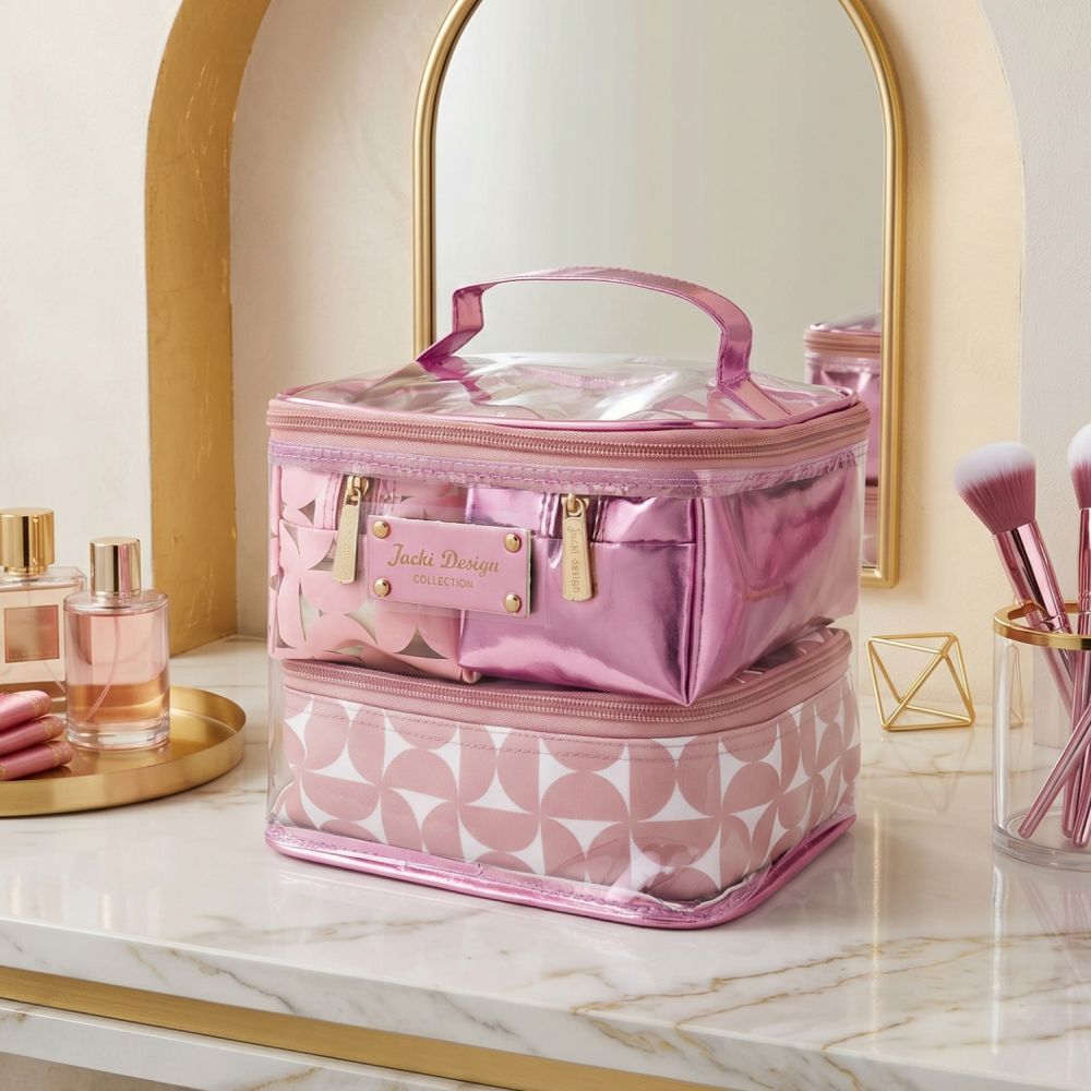 Kit Necessaire Transparente 4 peças para Viagens e Passeios o melhor Custo-Benef