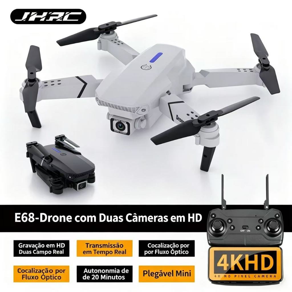 Drone DLI 4K Iniciante com Dupla Câmera 180°, Estável, Fácil de Controlar e Perfeito para Presente