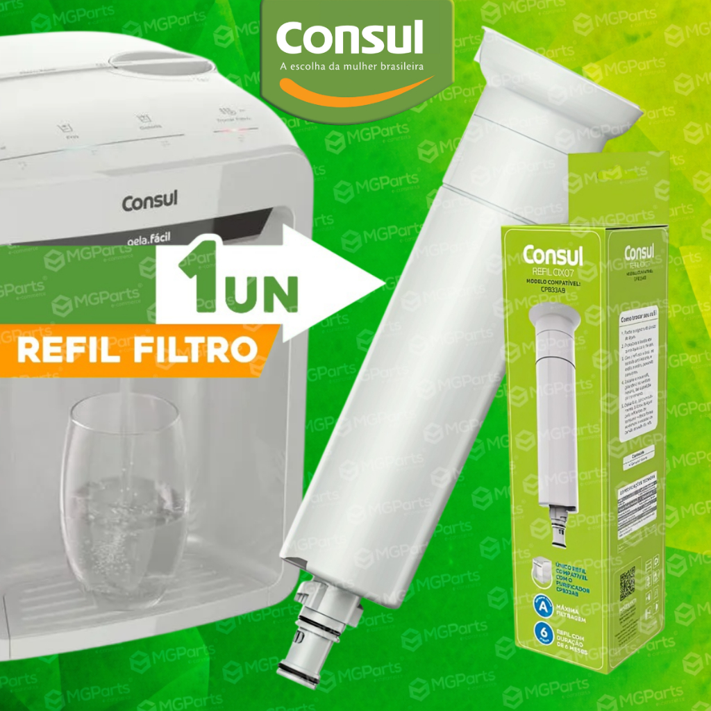 Refil Filtro Consul Original CPB33 Purificador de Água CIX07 Bebedouro Branco W11509386