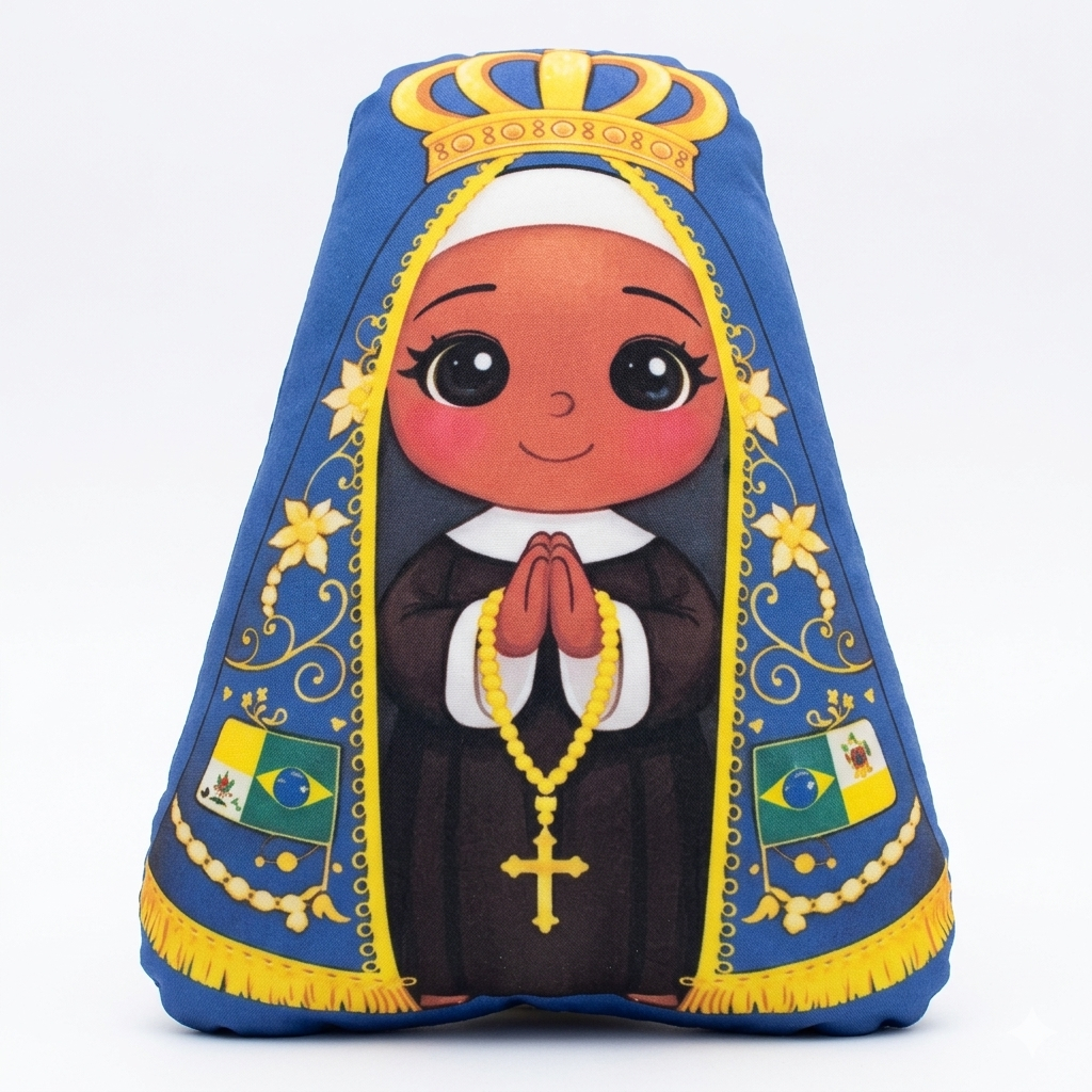 Naninha Almofada Infantil Nossa Senhora Aparecida (Fundo Azul) - Santinhos Católicos Diversos - Coleção SANTA FOFURA