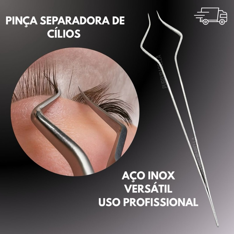 Pinça Separadora de Cílios Profissional Aço Inoxidável Isolamento Extensão de Cilios fio a fio