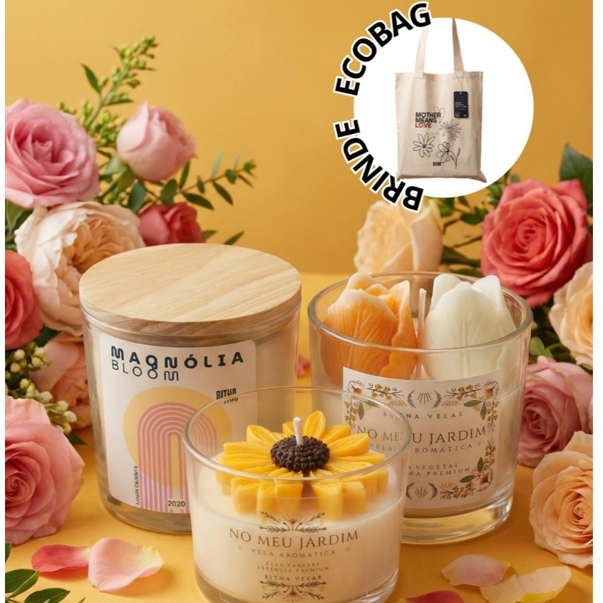 Kit Dia Das Mães com 3 Bitna Velas Aromáticas + Ecobag Personalizada Kit4