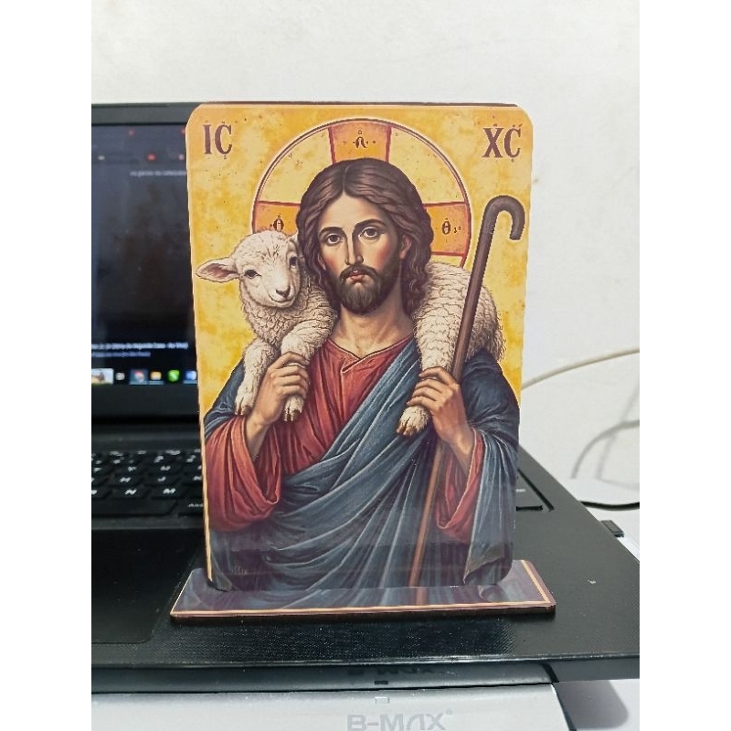 ícone Jesus O Bom Pastor, ícone com base.