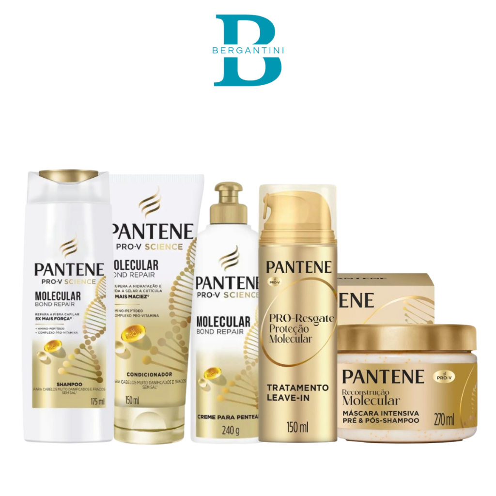 Kit Completo Pantene Molecular Bond Repair Shampoo Condicionador Leave-in e Mascara de tratamento