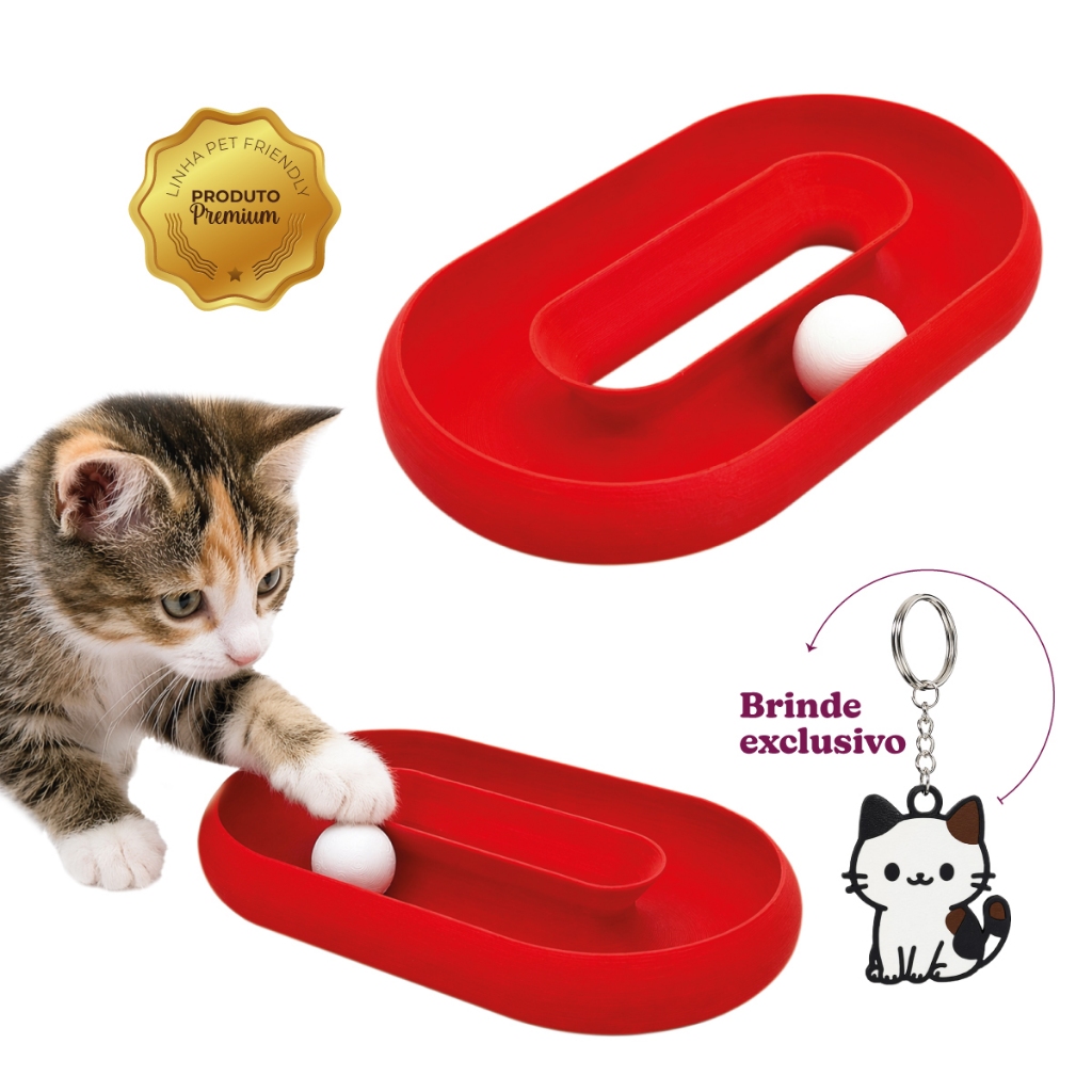 Bola para Gato Interativa com Túnel e Chaveiro Gatinho Brinquedo Pet Divertido