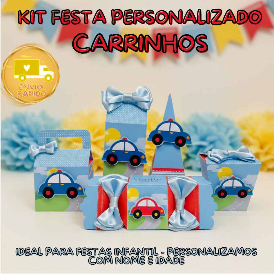 Kit Festa Carrinhos Pegue e Monte | Lembrancinhas Personalizadas festa Infantil Caixinhas