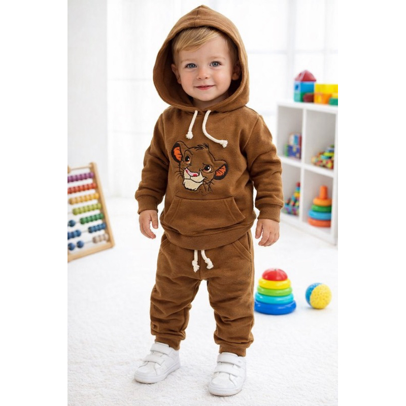 Rei Leão Simba Conjunto Moletom Simba Rei Leão ou Jardineira Macacão Infantil Bebê Flanelado com bordado