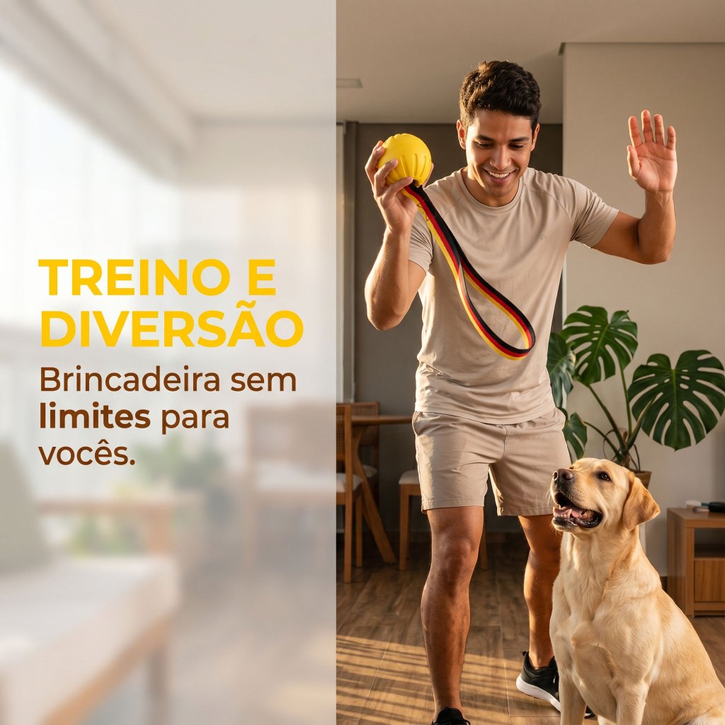 Bola de Treinamento Maciça com Alça de Nylon para Cães de Médio e Grande Porte — imagem 2 de 2