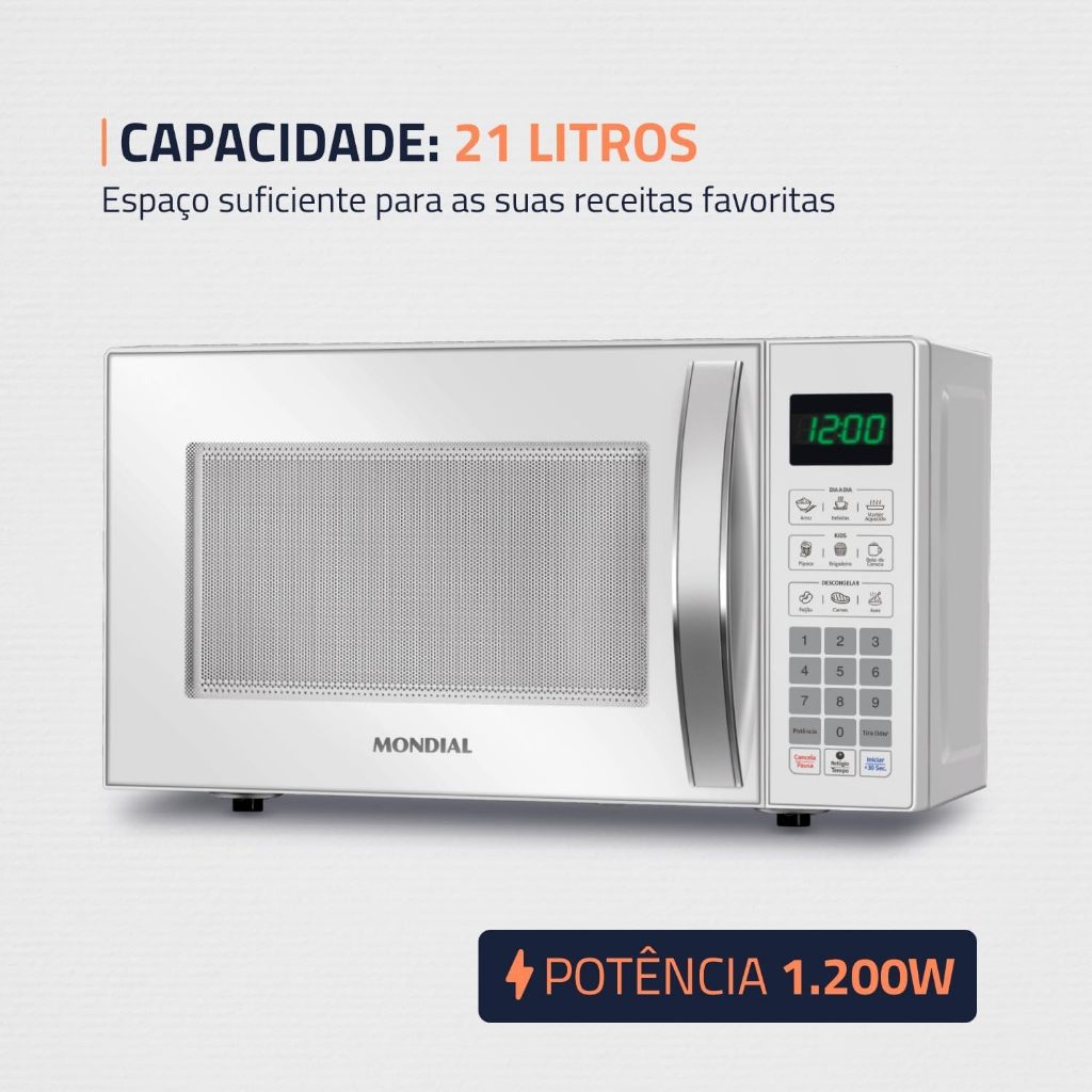 Micro-ondas MO-01-21-W 1200W Mondial 127v · foto 2