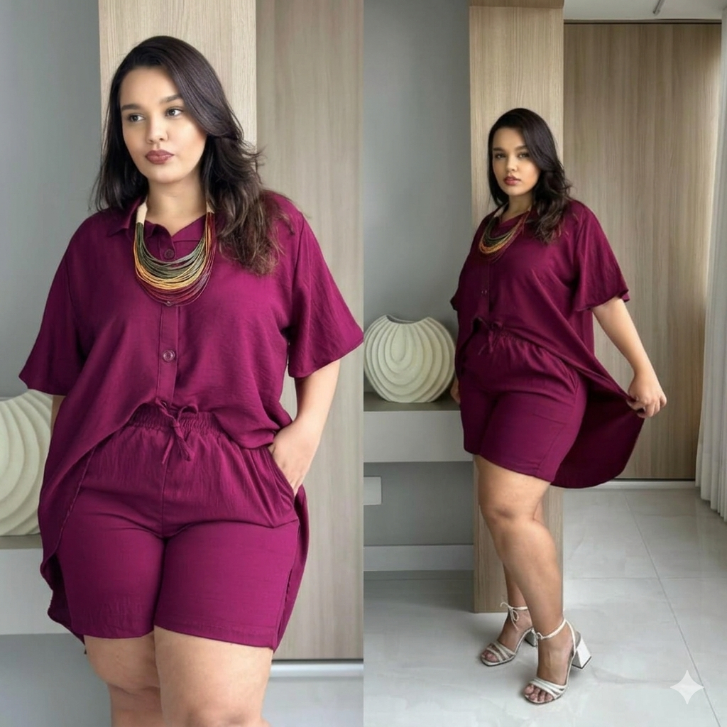 Conjunto Kimono Plus Size Moda Casual 48 ao 54 Premium