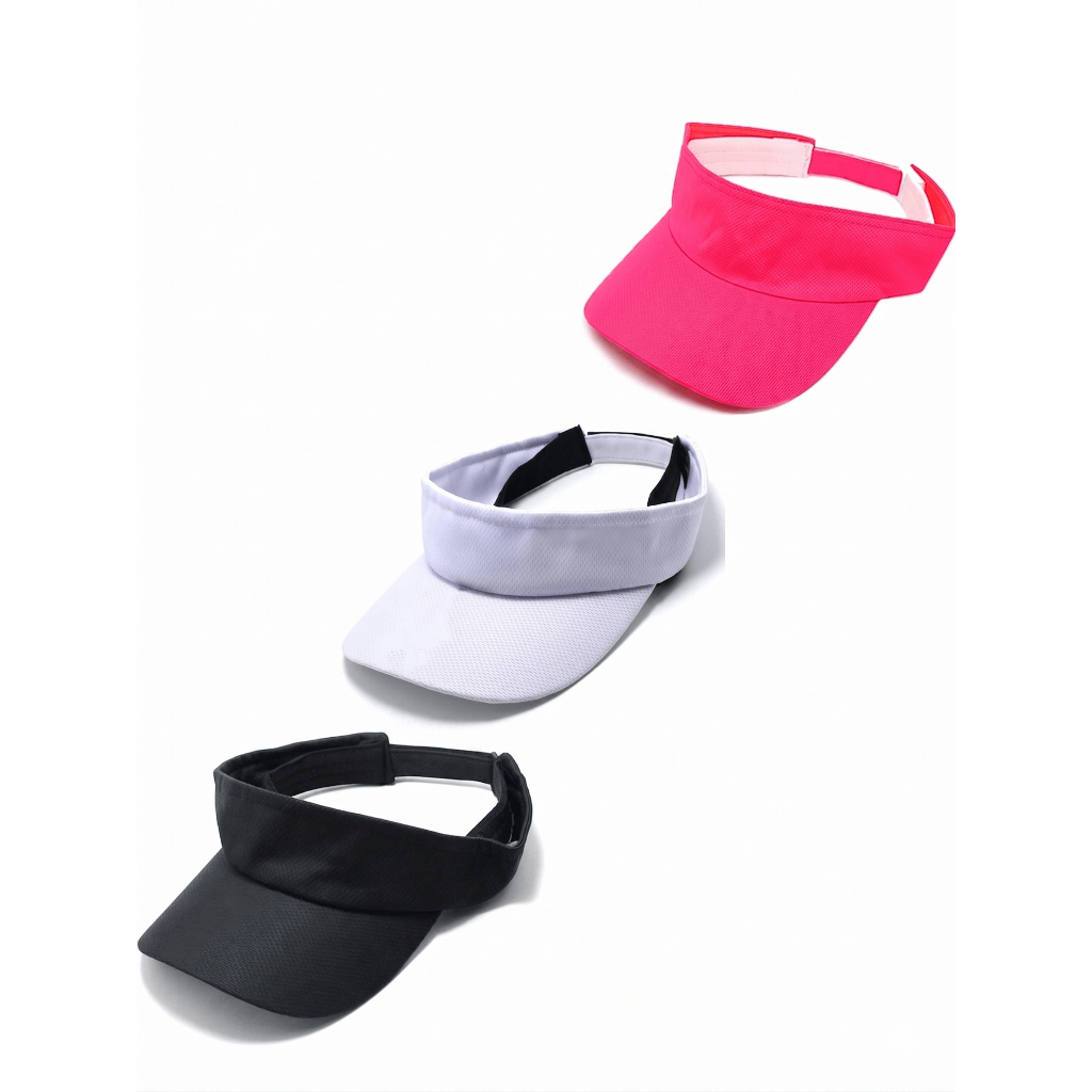 Kit 3 Viseiras Dry Fit com Proteção UV Corrida Praia Ajustável Boné Sol Caminhada Esporte Masculino e Feminino