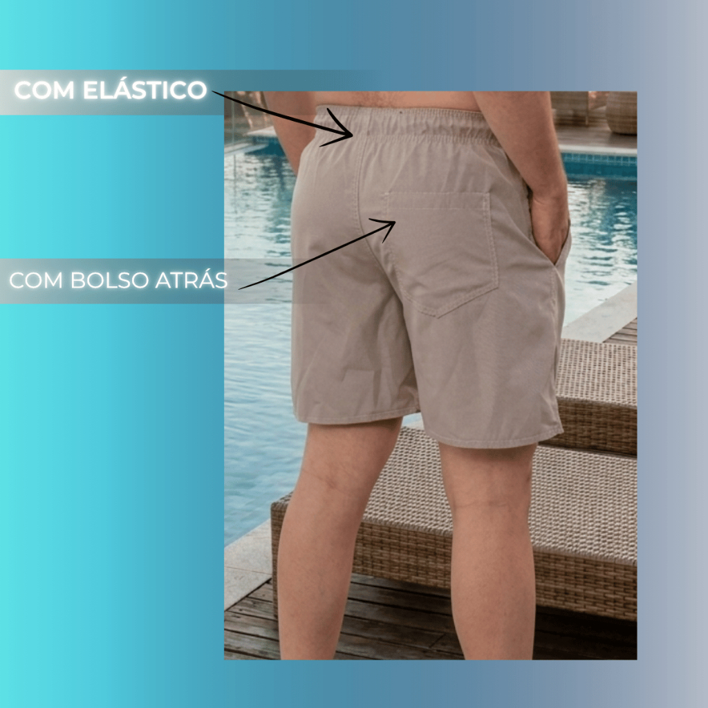 KIT C/02 Short Tactel Masculino Bermuda C/3 Bolso Com Elastano Para Academia, Treino, Casual, Praia — imagem 2 de 2