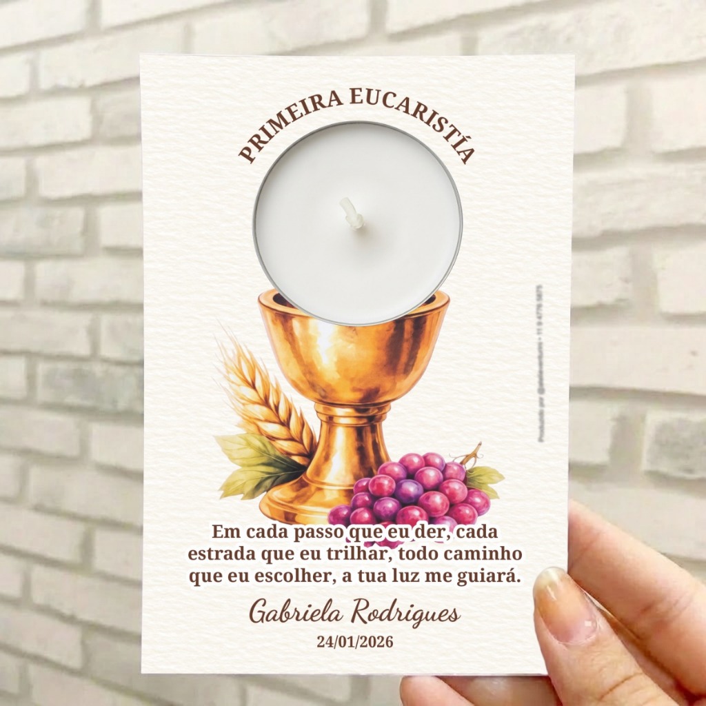 20 Lembrancinhas Personalizadas Primeira Comunhão Cartão Com Vela Primeira Eucaristia Sacramento