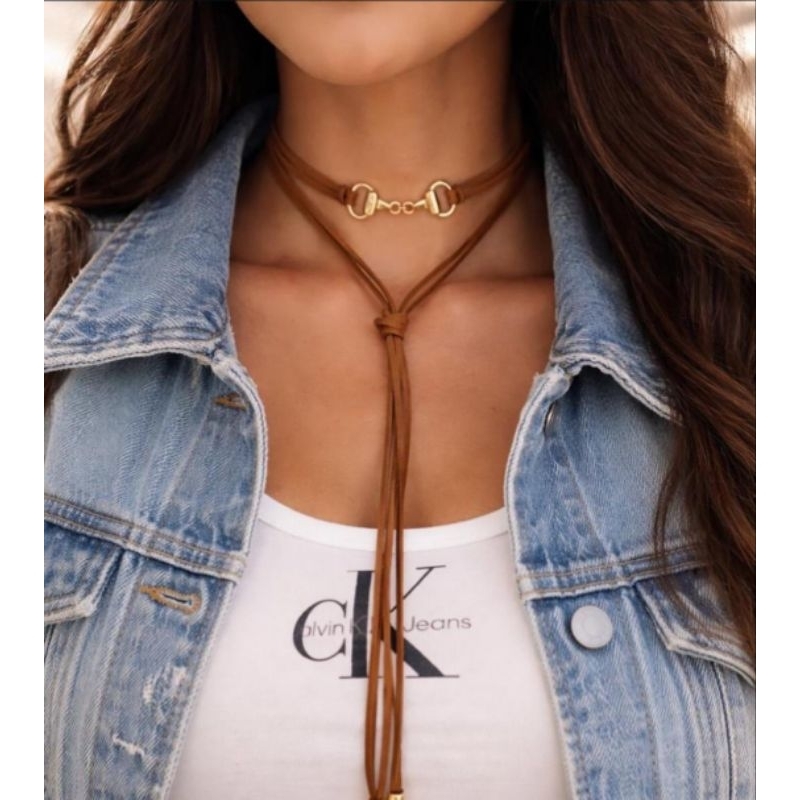 Cordão Country com Gargantilha Camurça Multe Chokers Pingentes Estilos Rodeio para Acessórios de Moda"