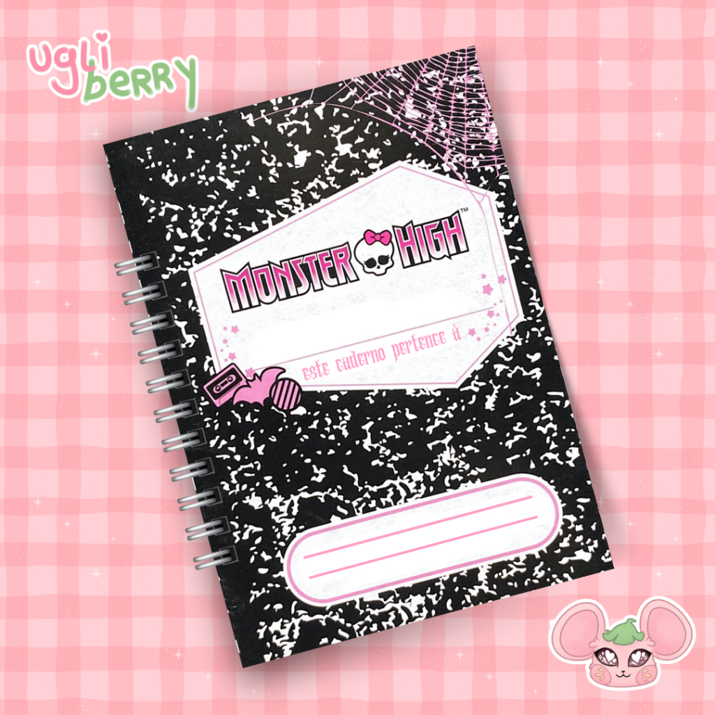 Diário Caderno Draculaura Sketchbook Monster High Caderno de Desenho Artesanal