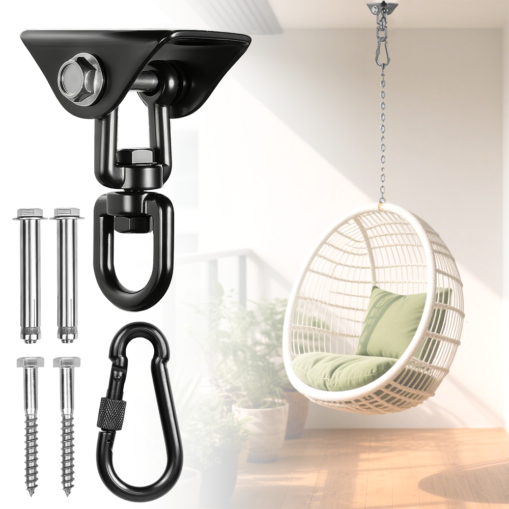 Suporte de Teto Giratório 360° com Mosquetão para Cadeira Suspensa, Balanço e Rede