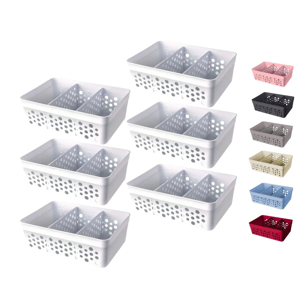 Cesto Organizador Kit 6 Unidades Médio Com 2 Divisórias 7 Cores Para Escolher - Usual Utilidades