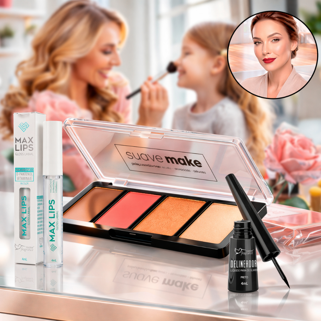 Kit Maquiagem mulher Profissional Paleta Batom Valentina Delineador presente mulher, dia das mães