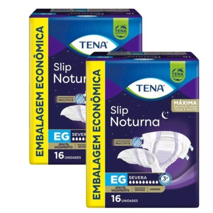 Kit 2ptes Fralda Tena SLIP Noturna EG 16un - Total 32unidades
