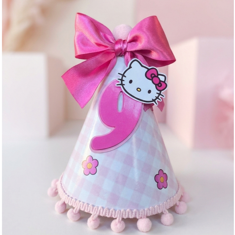 Chapéu de Festa Personalizado – Chapeuzinho aniversario | Lembrancinha Aniversário Infantil | Chapeu hello kitty | Festa