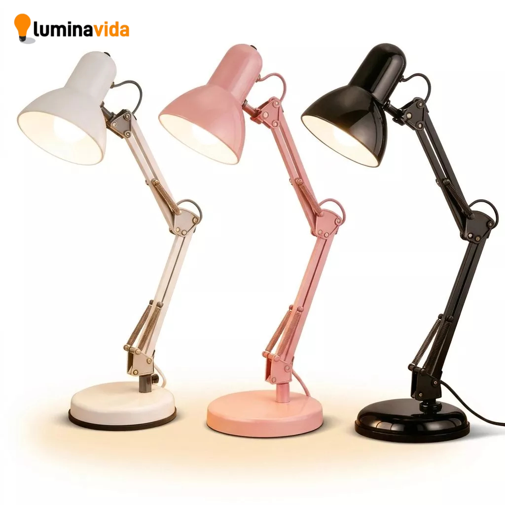 Luminária de Mesa Articulada Flexível Abajur Escritório Estudo Bivolt com Interruptor (Sem Lâmpada)