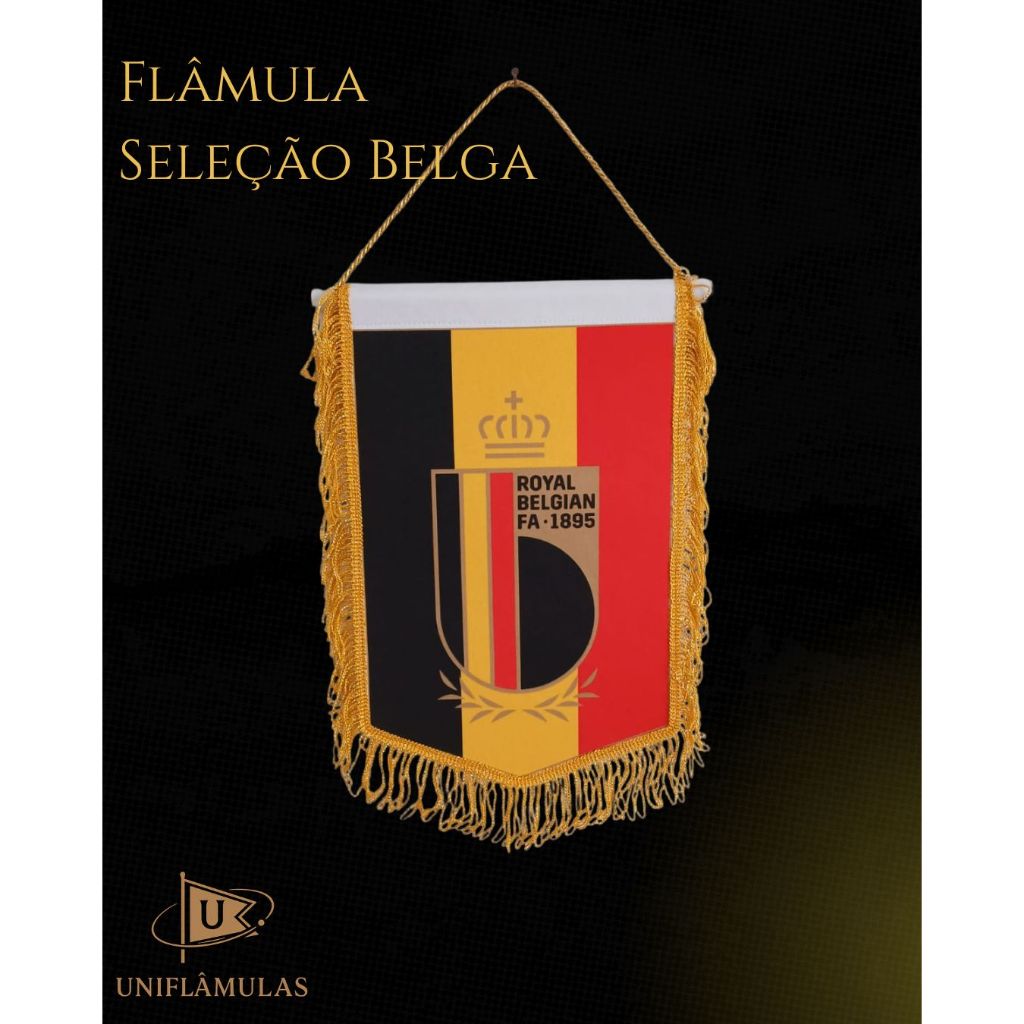 Flâmula Bélgica 20x30 cm | Seleção Belga Futebol | Flâmula Copa do Mundo 2026 | Bandeira Bélgica Futebol