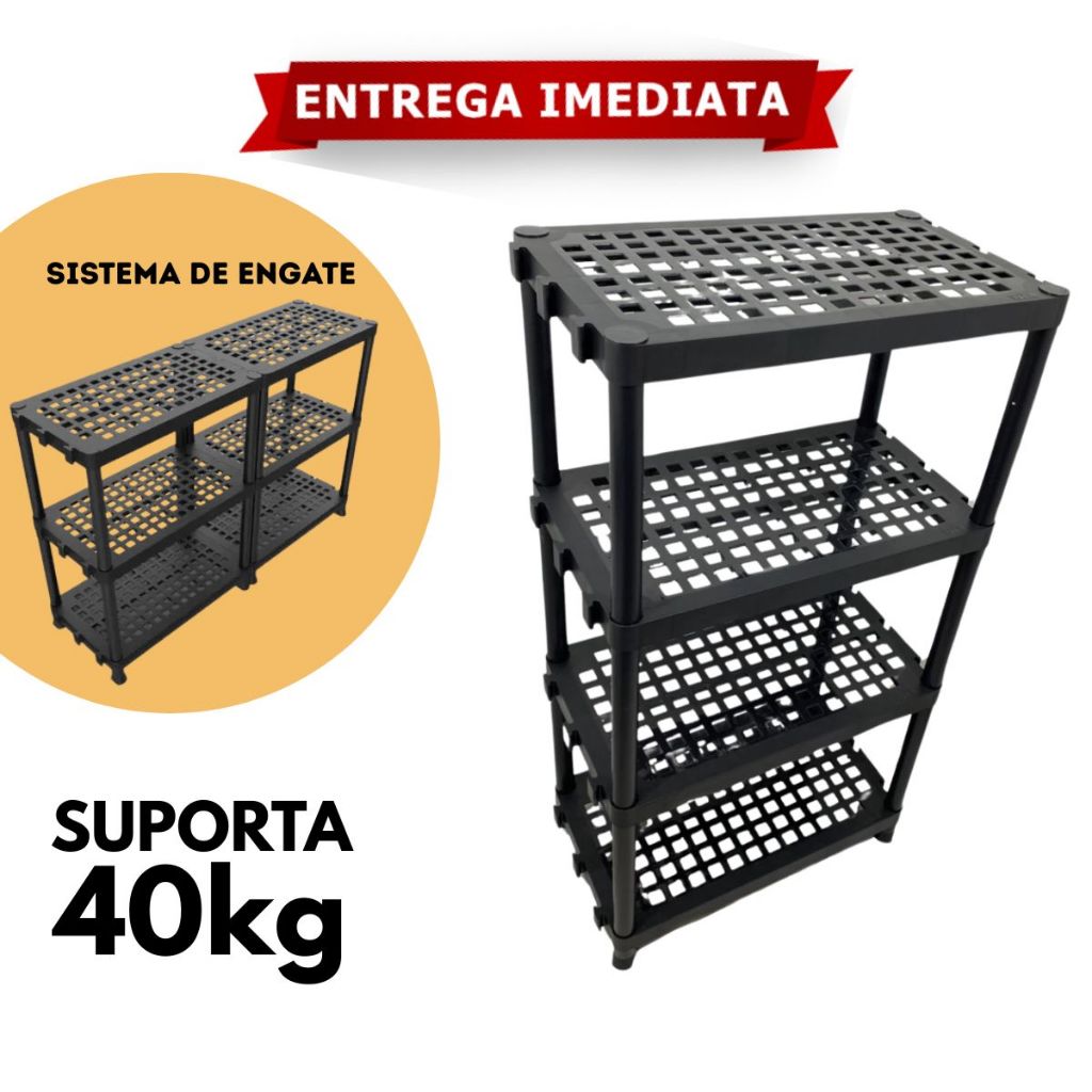 Estante 4 Prateleira Resistente Organizadora Suporta 40kg