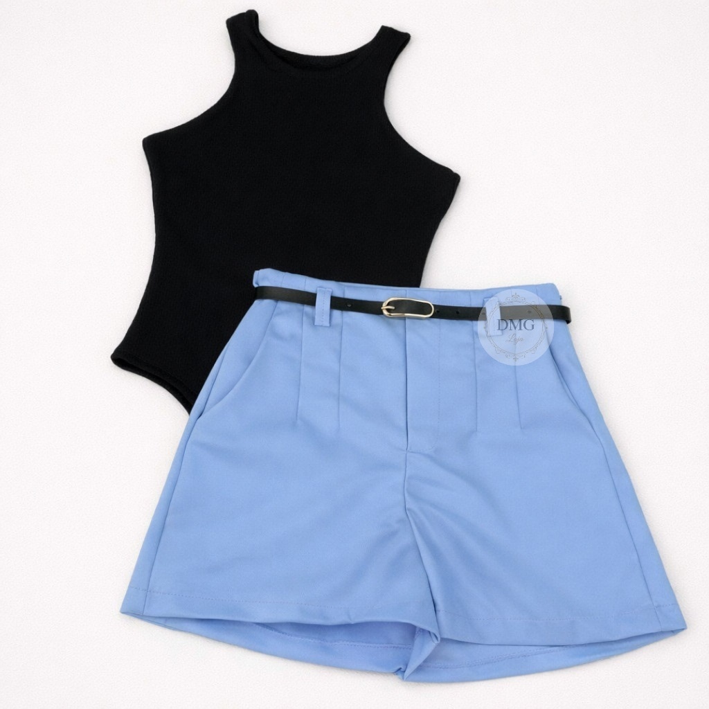 Conjunto Body Regata + Short Alfaiataria Com Cinto - ENVIO IMEDIATOO!!!