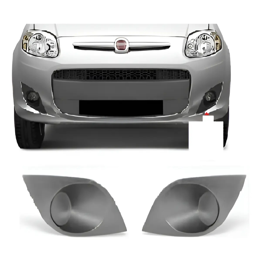Par Tela Grade Parachoque Sem Milha Cor Cinza - Fiat Palio Novo após 2015 - 040561/ 040560