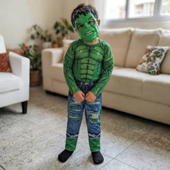 Roupa Fantasia Infantil Hulk Com Máscara Longa