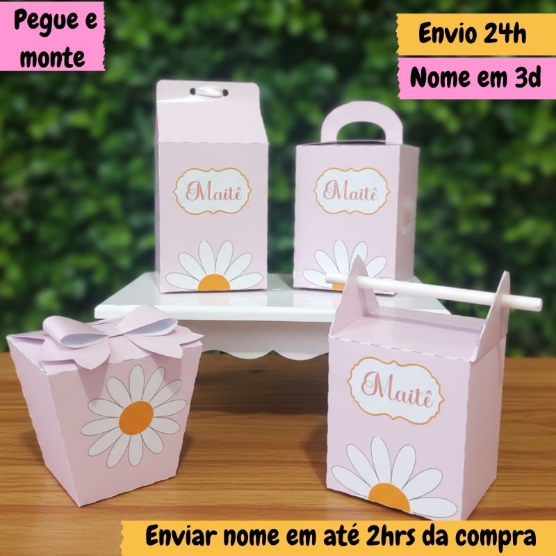 envio imediato kit lembrancinhas personalizadas margaridas rosa , lembrancinhas de festa aniversário