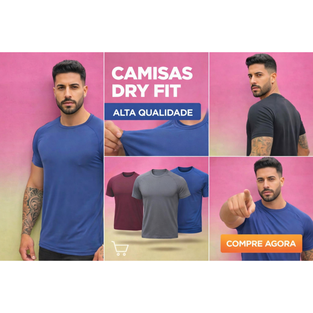 Camisa Masculina Dry Fit - Conforto e Estilo - Tecido Microfibra de Poliéster - Achadinhos da Isis