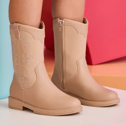 Bota Infantil Cano Médio Western com Bordado Pampili