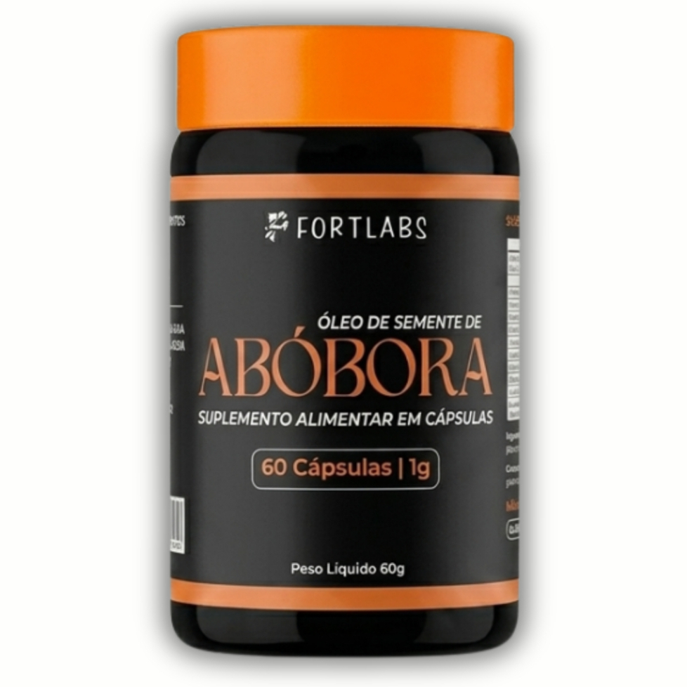 Óleo de Semente de Abóbora FortLabs 1000mg Pureza Máxima - 60 Cápsulas Softgel (Premium)