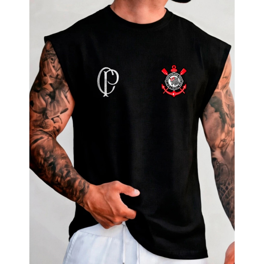 Regata Corinthians Unissex Estampa Time Casual Camiseta Machão 100% Algodão Streetwear