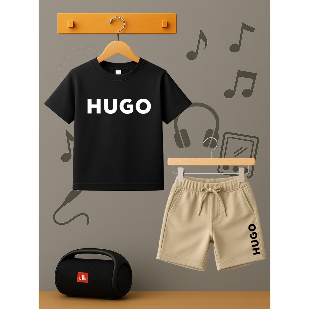 Kit infantil camiseta + short moletinho Conjunto masculino juvenil