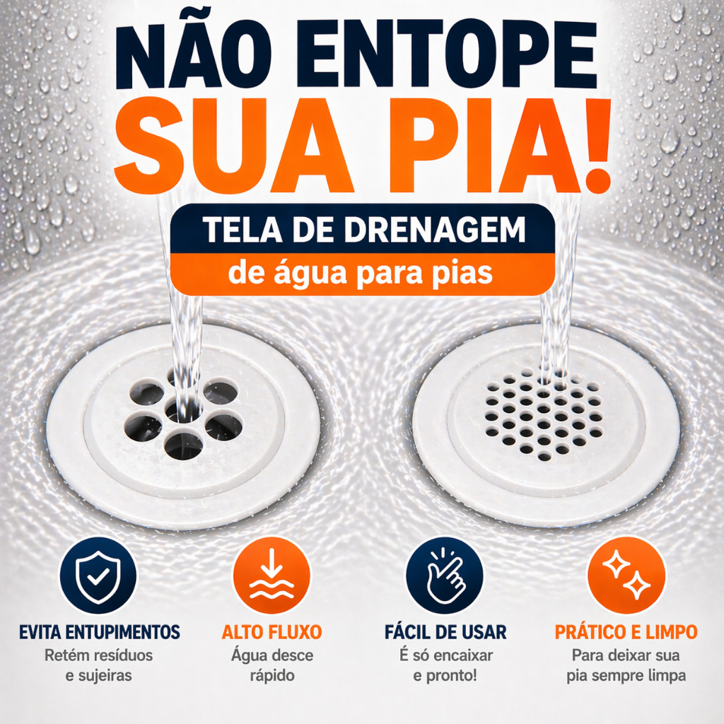 Tela Drenagem 10 unidades Ralo Pia Tanque Cozinha Banheiro Anti Entupimento +1 Grátis