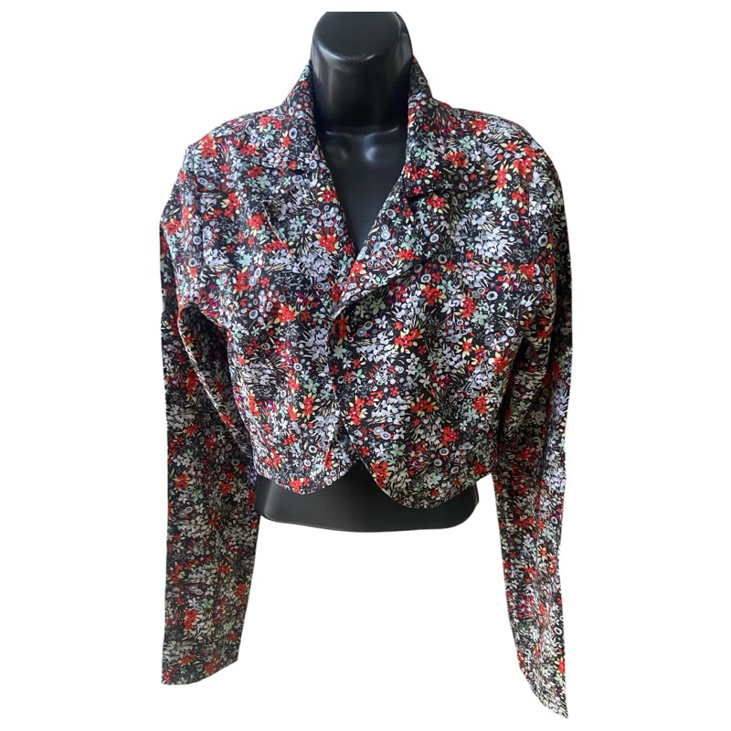 🔥CASACO CROPPED ABERTO FLORAL | TAMANHO G | SEM BOTÃO
