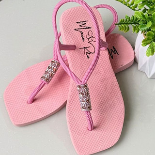 SANDALIA FEMININA ADULTA CALÇE FACIL COM STRASS VARIAS CORES