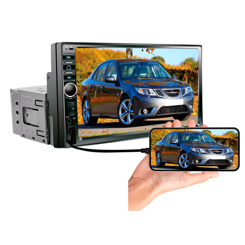 Central Multimidia HT-2500 Usb sd Aux MP5 Bluetooth H-TECH 1 Din 7 Pol Espelhamento IOS e Android