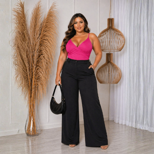 Body Feminino Plus Size Decote Transpassado Alças Com Bojo Body Maiô
