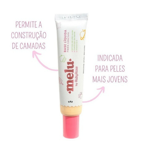 Base Líquida Melu by Ruby Rose 25g com Fórmula Vegana e Cruelty-Free