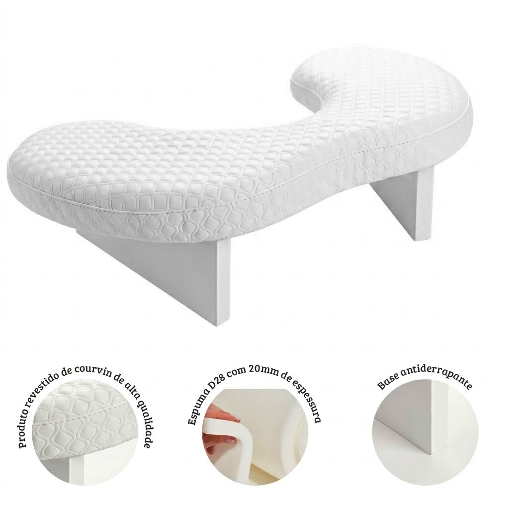 Apoio De Braço Mãos Para Manicure Profissional Conforto Premium - Branco