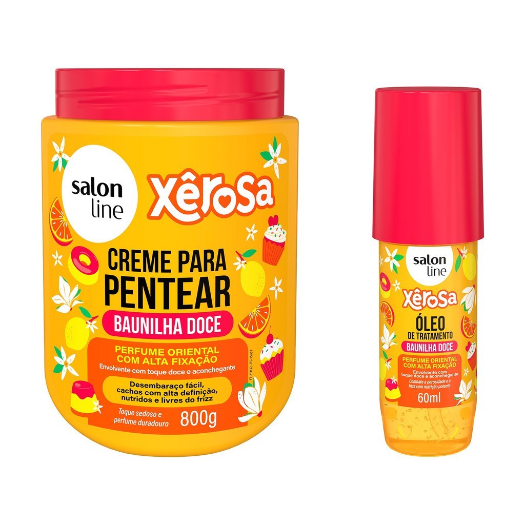 Kit Creme para Pentear + Óleo de Tratamento Xêrosa Baunilha Doce em Oferta na Shopee
