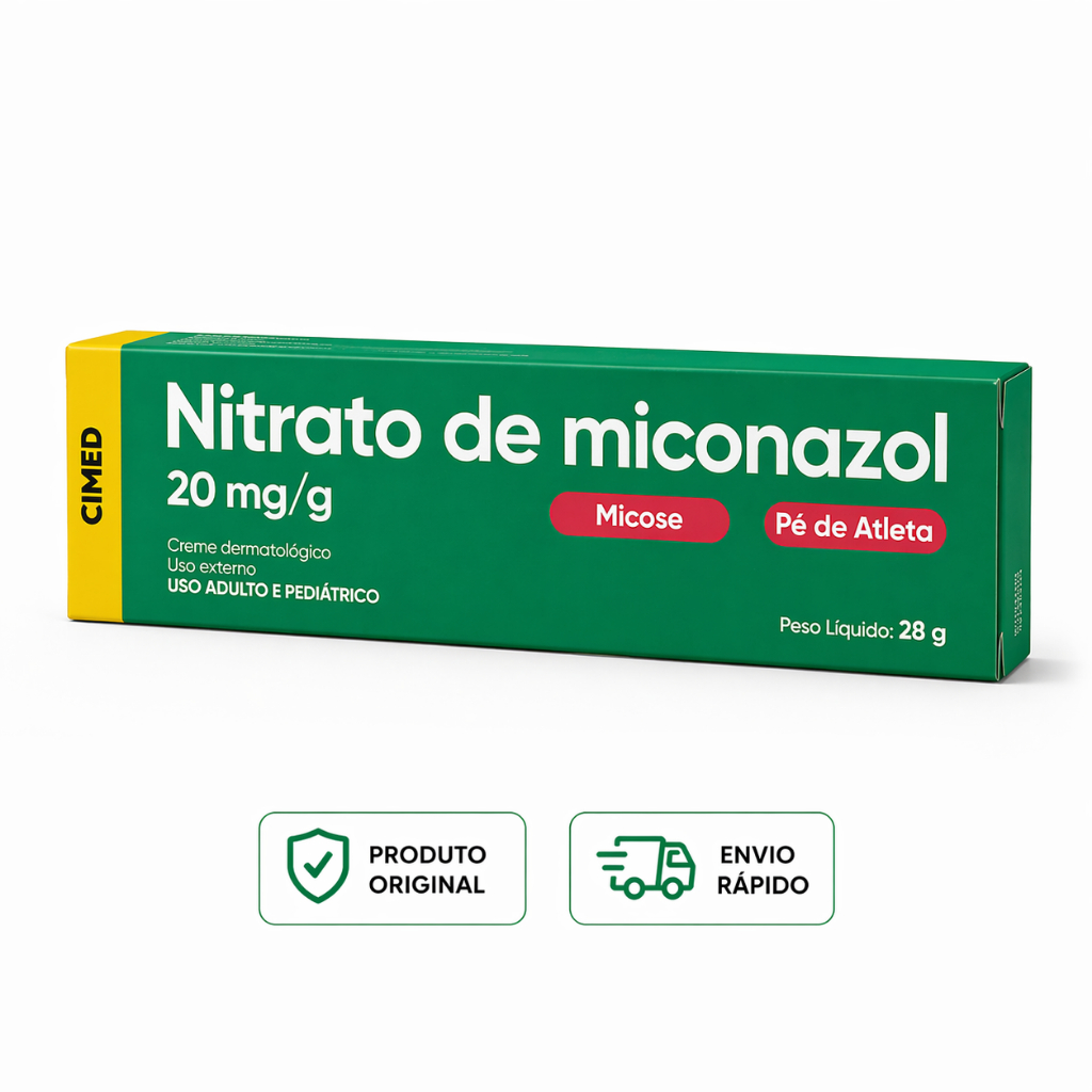 Nitrato de Miconazol 20mg/g Creme Dermatológico 28g Uso Externo Adulto e Pediátrico Original