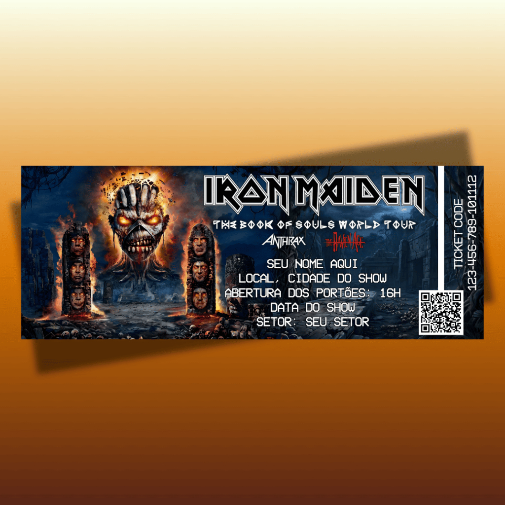 Ingresso Personalizado Iron Maiden - The Book of Souls World Tour 2016/17